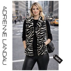 NWT Super soft faux fur zebra print vest